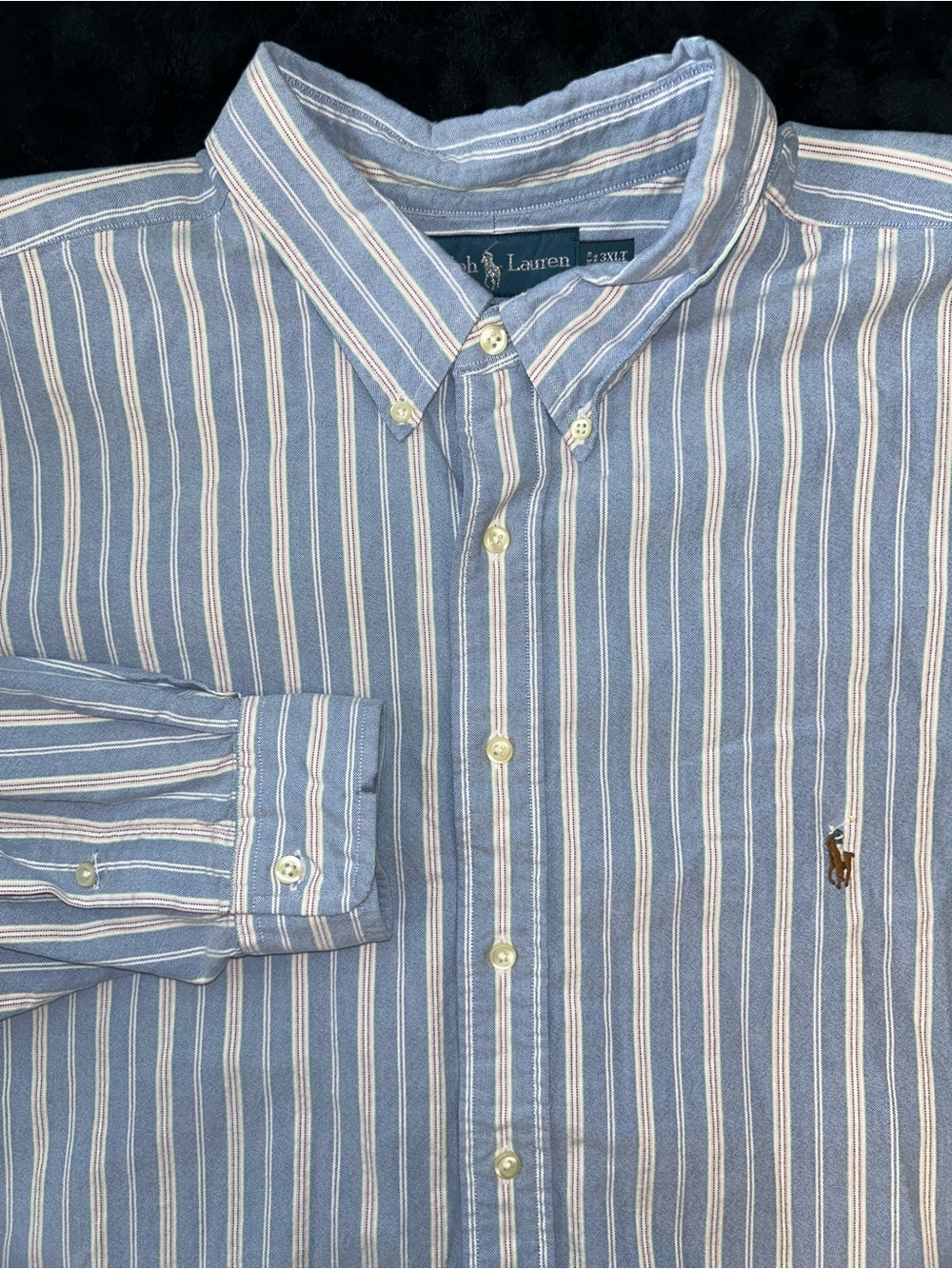 Ralph Lauren Shirt Men 3XLT Blue White Stripe Button Classic Fit Oxford Pony L/S